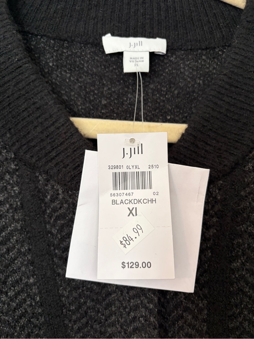J. Jill Charcoal Gray Herringbone Button-Front Cardigan - Picture 2 of 4